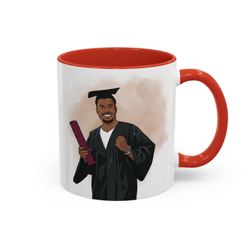 Personalized Graduation Photo to Illustration Accent Mug with Custom Text - 11, 15 oz