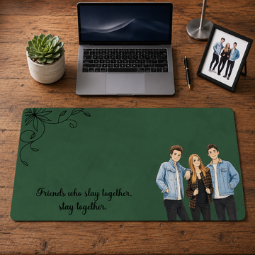 Personalized Friend Photo to Water Color Doodle Desk Mat with Custom Text