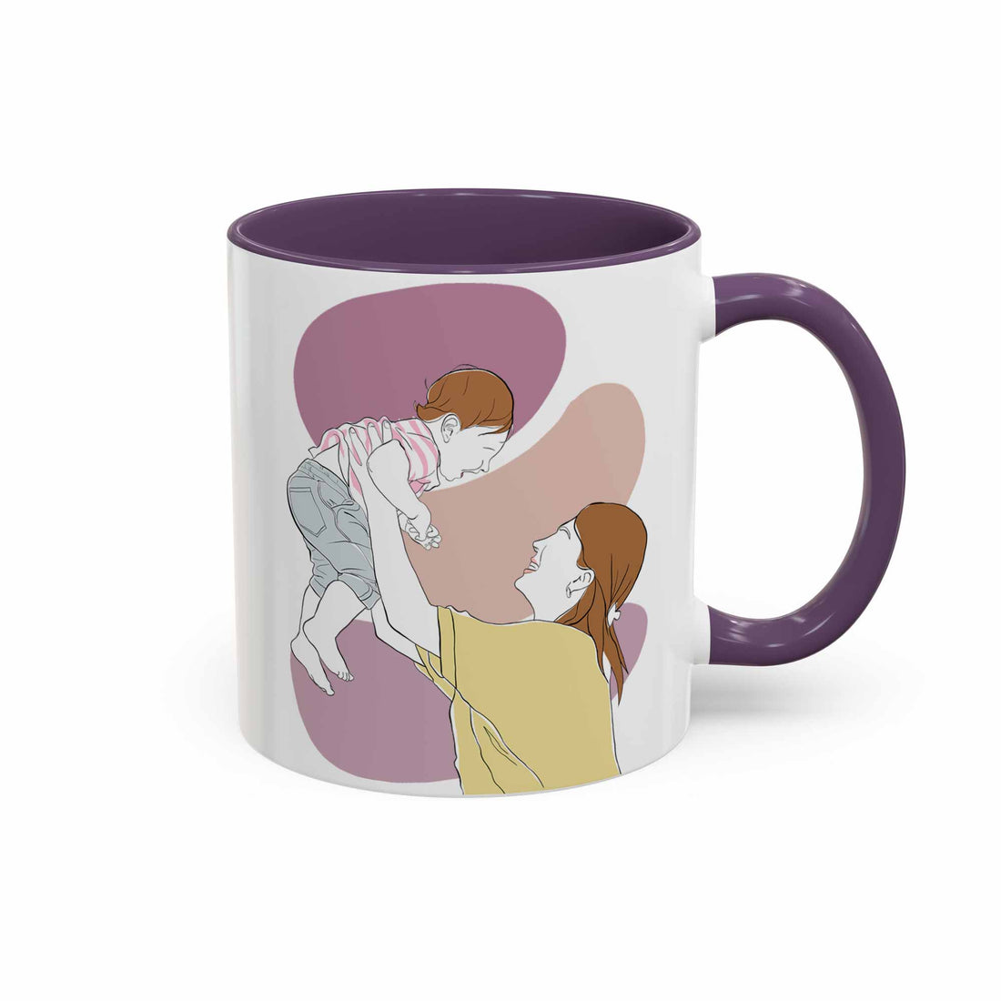 Customized Mom and Baby Photo Turn to Doodle Art Style, Family Gift Mug, Accent Coffee Mug (11, 15oz)-BeUnikArt