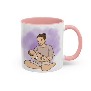 Personalized Baby With Mom Photo Funny Doodle Accent Mug with Custom Text, Custom Mother Coffee Cup Gift