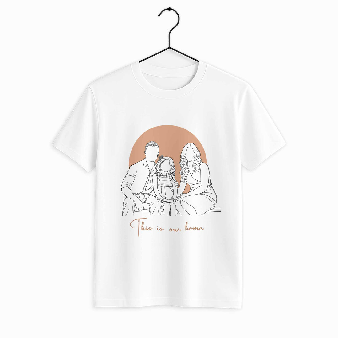 Custom Minimalist Line Art from Your Photo, Anniversary Family Gift Unisex Crewneck T-shirt S-5XL