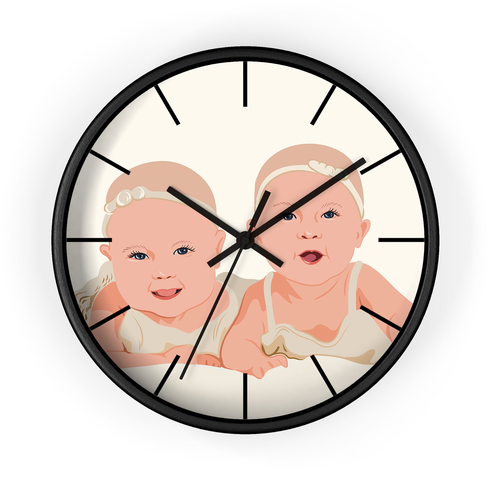 Custom Illustration from Photo Baby Portrait Wall Clock Digital Art Style Thoughtful Baby Shower or Arrival Gift