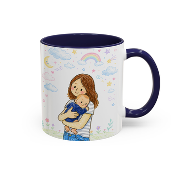 Personalized With Mom Photo to Crayon Doodle Accent Mug with Custom Text - 11, 15 oz