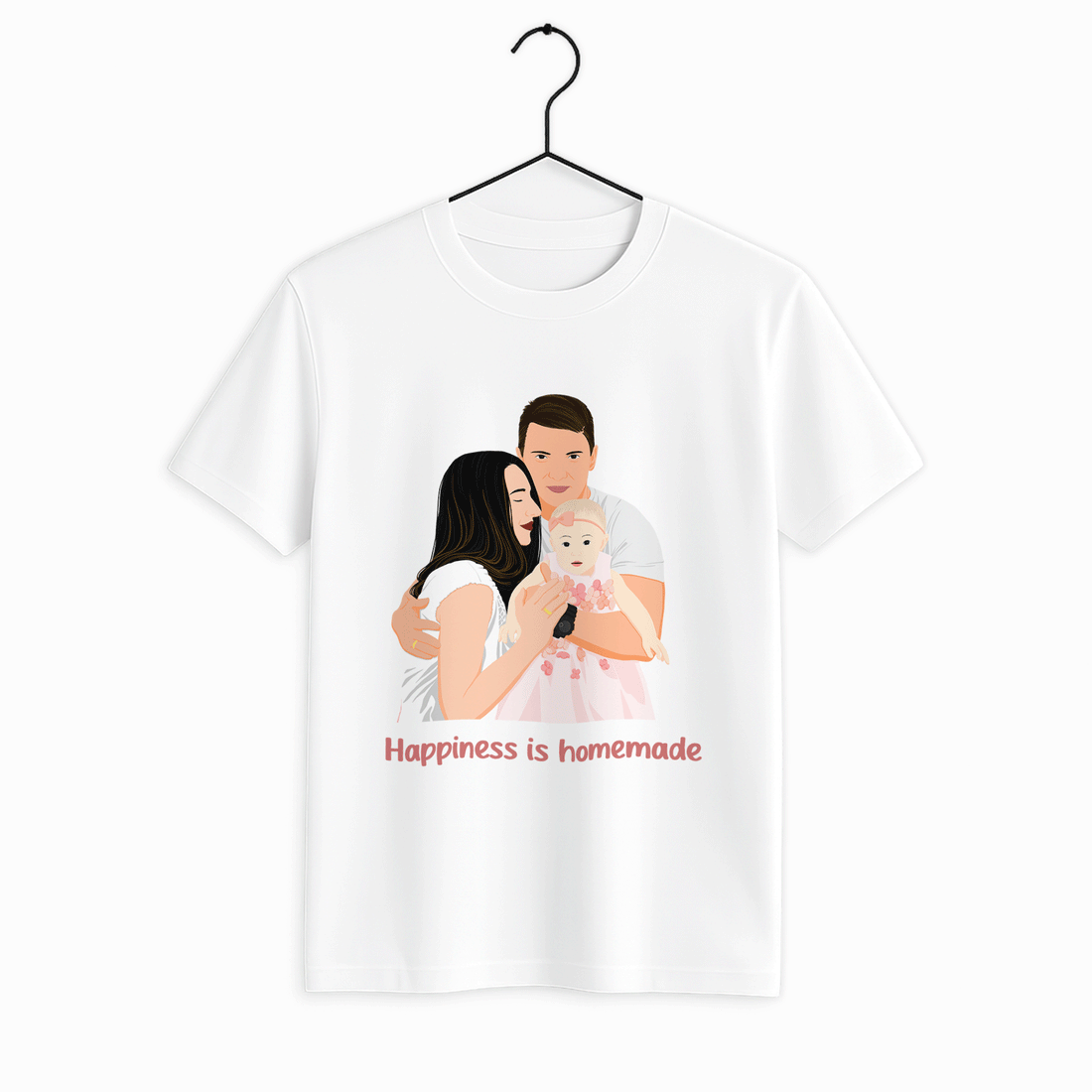 Personalized Family Portrait from Photo, Custom Illustrated Art, Unique Gift for Home, Anniversary Unisex Crewneck T-shirt S-5XL