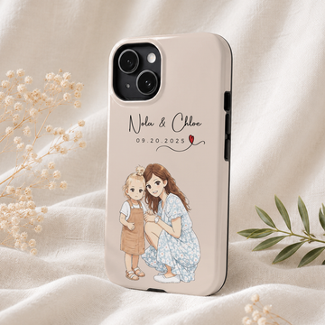 Personalized Mother Anime Illustration Tough Phone Case with Custom Text