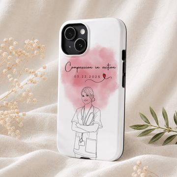 Personalized Nurse Detailed Line Art Tough Phone Case with Custom Text