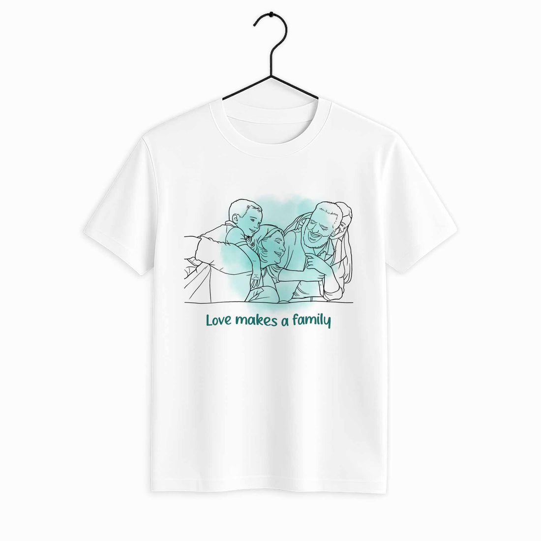 Custom Family Photo Turn To Line Art, Perfect Gift for Father, Mother's Day Unisex Crewneck T-shirt S-5XL