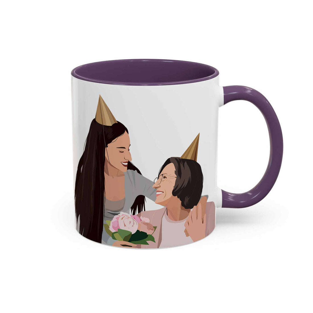 Customized Portrait Photo to Illustration Art Gift, Memorial Mother's Day Accent Coffee Mug (11, 15oz)-BeUnikArt