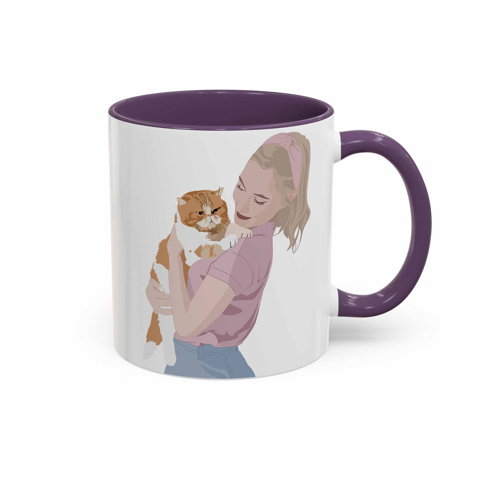Personalized Cat Mom Turn Photo To Art Gift Idea, Keepsake For Pet Lover, Dog Memorial Accent Mug Coffee (11, 15oz)-BeUnikArt