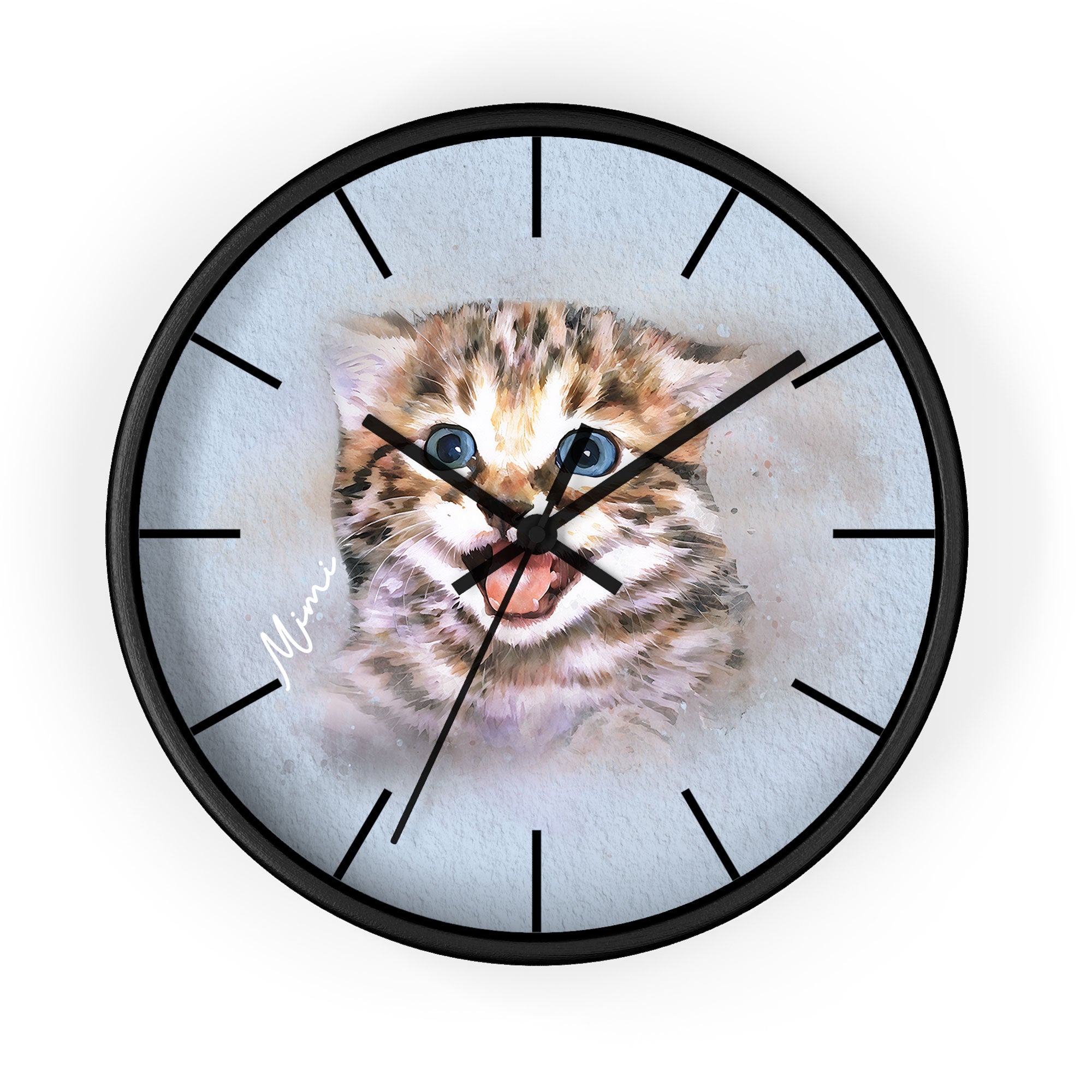 Custom Photo to Art Pet Portrait Wall Clock Watercolor Style Pet Lover Gift