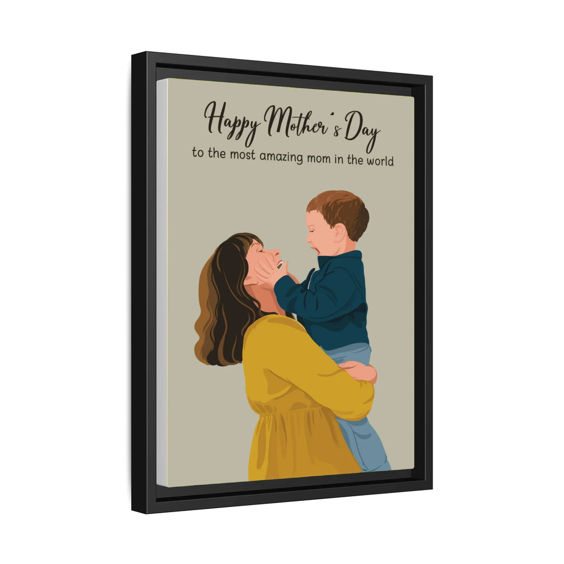 Personalized Illustration Art From Portrait Photo, Mom and Kid Memorial, Mothers Day Canvas-BeUnikArt