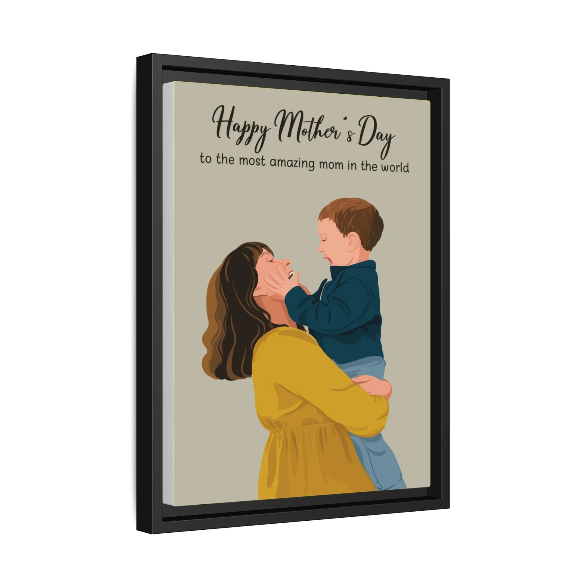 Personalized Illustration Art From Portrait Photo, Mom and Kid Memorial, Mothers Day Canvas-BeUnikArt