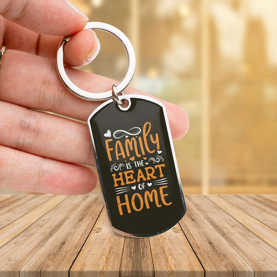 Personalized Family Photo Line Art Keychain - Custom Engraved "Family is the Heart of Home" Stainless Steel Keepsake