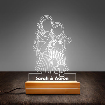 Personalized Kids Line Art Night Light - Custom Sibling & Baby Minimalist Lamp, Unique Gift for New Parents & Nursery Decor Keepsake