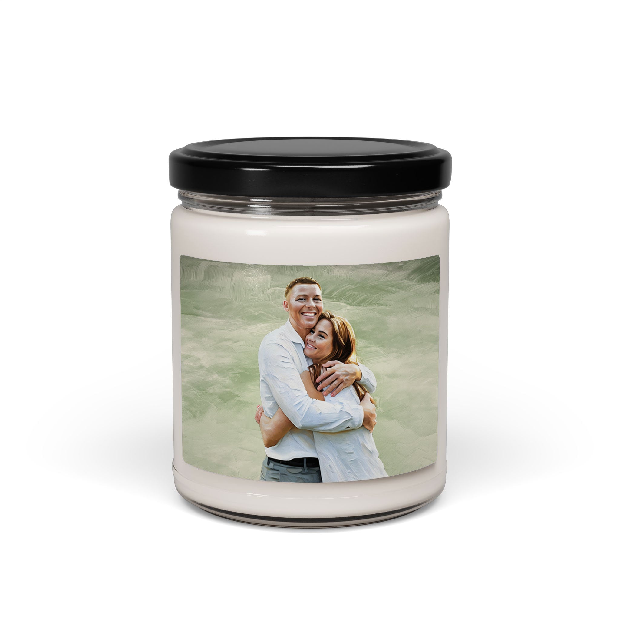 Customized Photo to Art First Date or Wedding Picture 9oz. Scented Soy Candle Oil Painting Style Gift For Couple