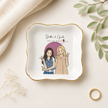 Personalized Friend Photo Funny Doodle Trinket Dish with Custom Text, Custom Best Friend Keepsake Gift