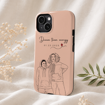 Personalized Friend Detailed Line Art Tough Phone Case with Custom Text