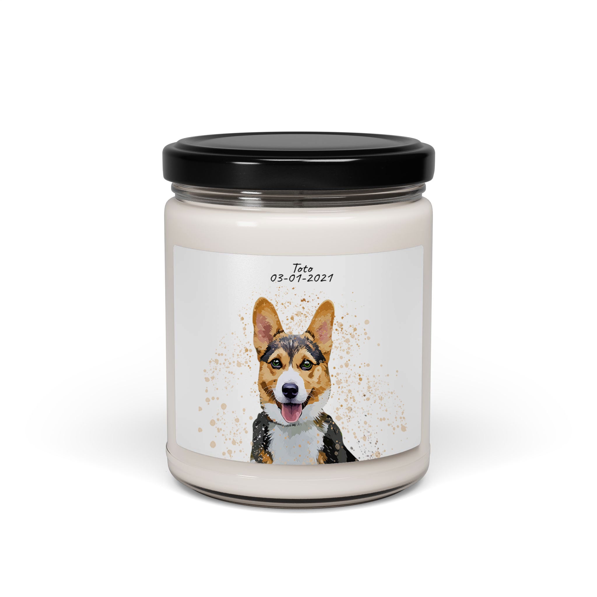 Personalized Photo to Illustration Pet Moment 9oz. Scented Soy Candle Digital Art Style Animal Lover Gift