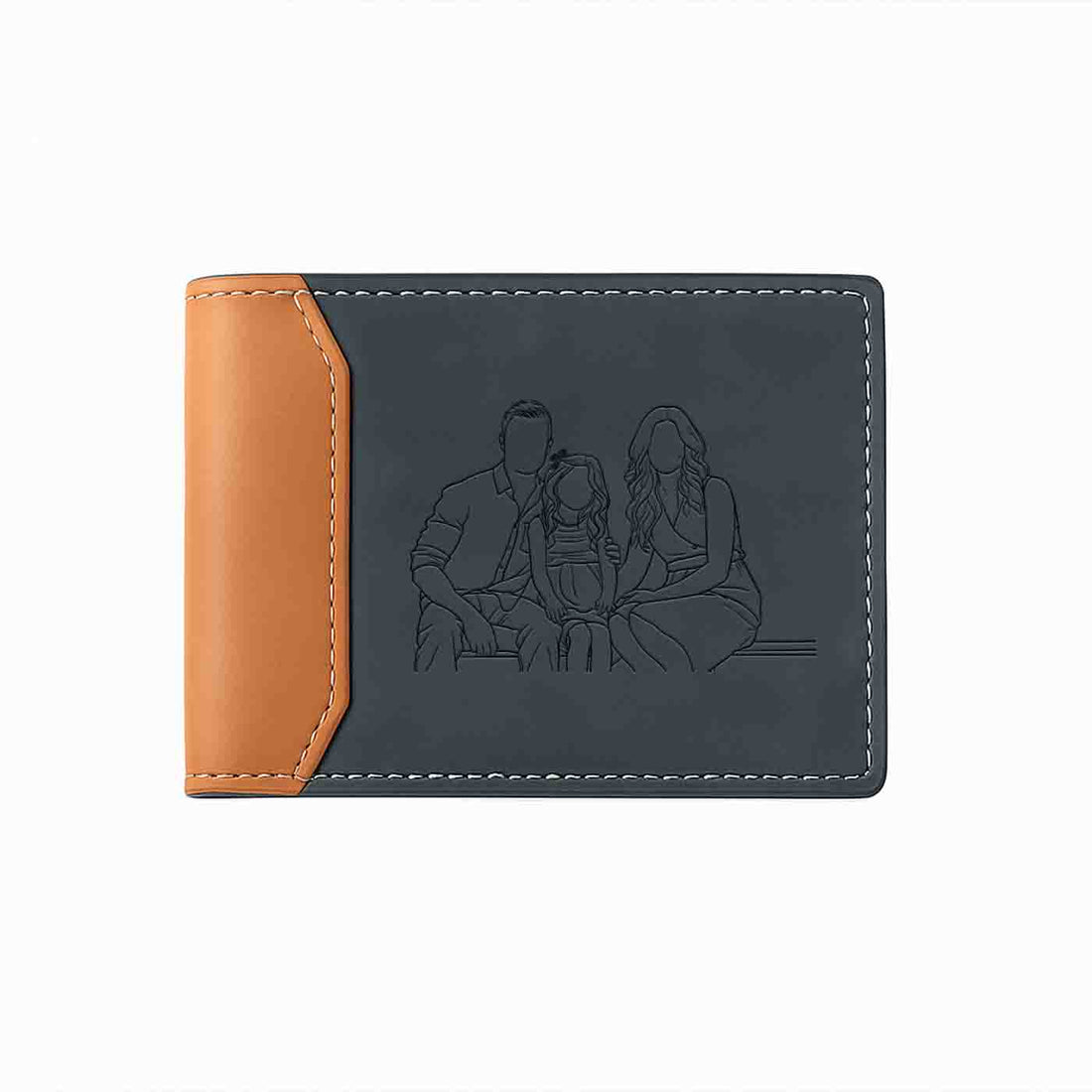 Personalized Photo to Pencil Sketch Family Portrait Leatherette Bifold Wallet