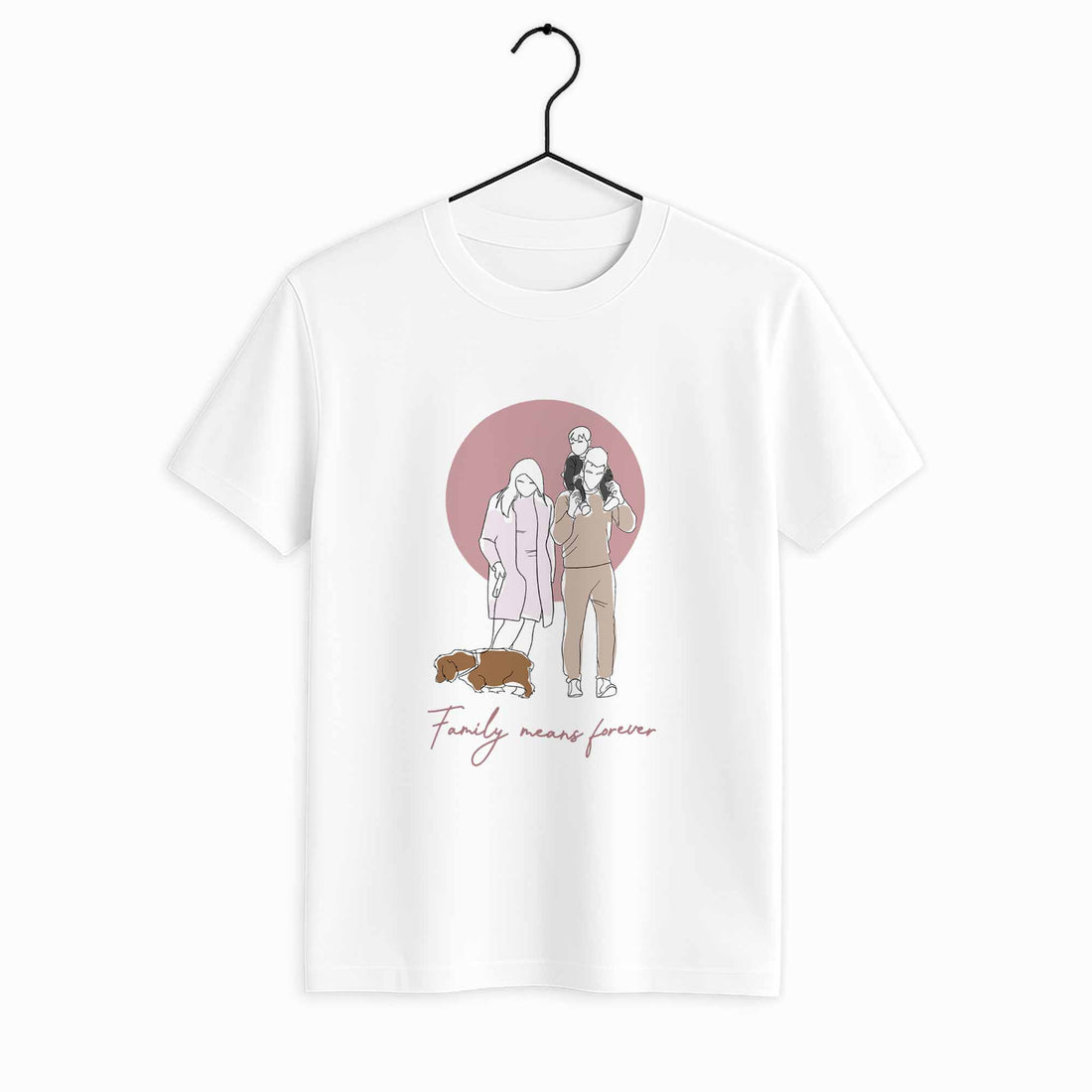 Personalized Turn Family Photo to Doodle Art Style, Perfect Gift for Father, Mother's Day, Family Unisex Crewneck T-shirt S-5XL
