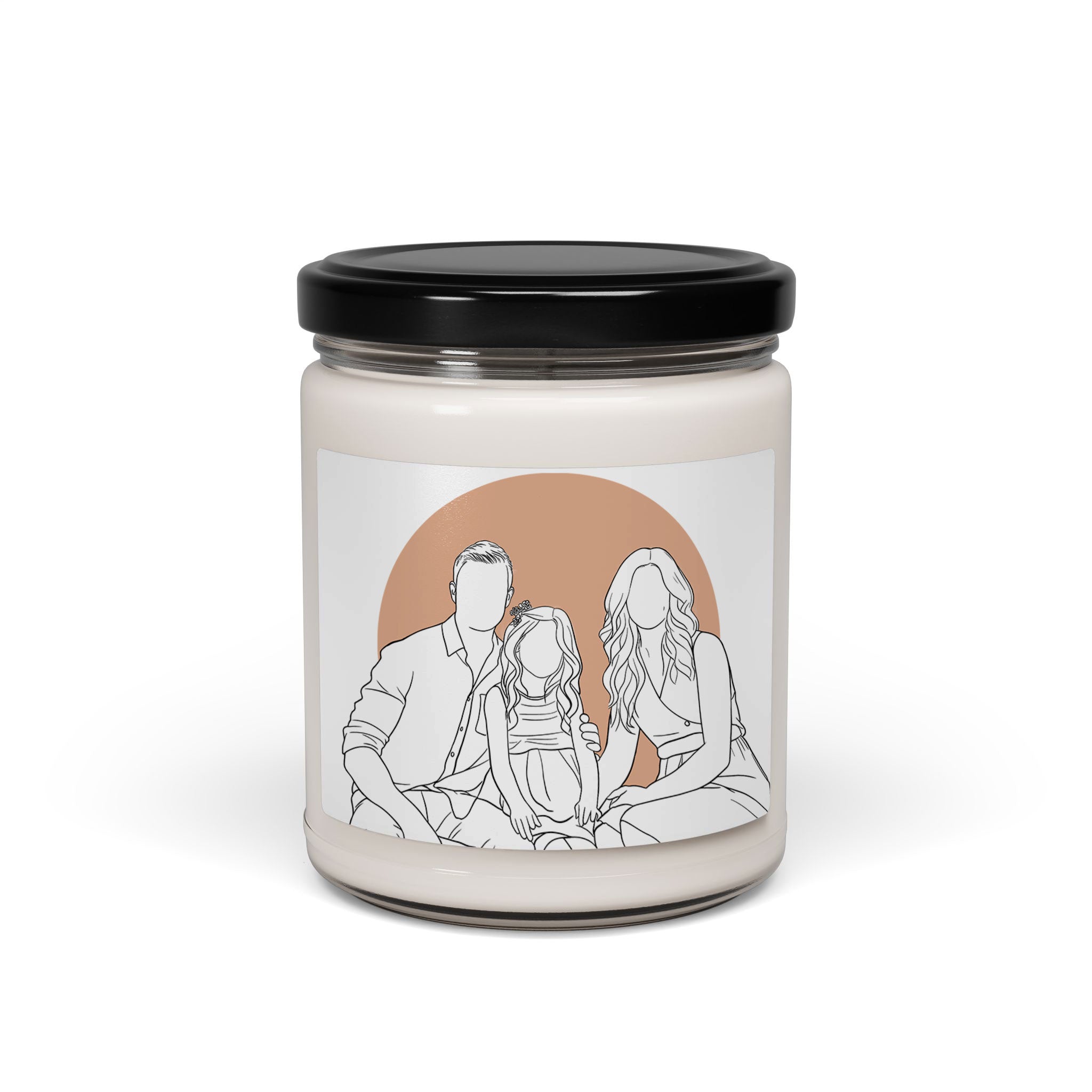 Custom Turn Photo into Art Family Portrait 9oz. Scented Soy Candle Line Drawing Style Fun Loving Home Gift