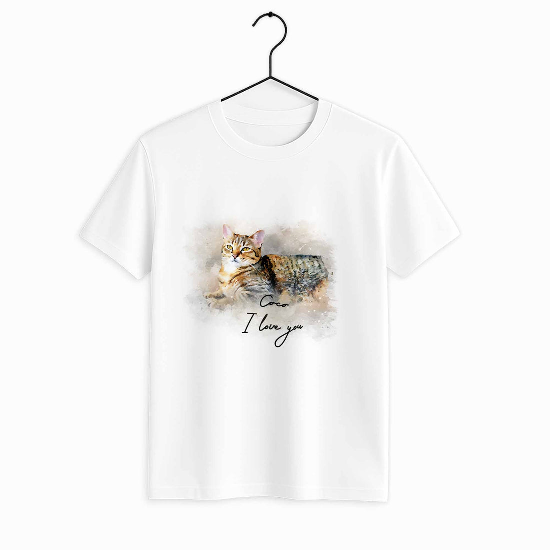 Personalized Your Pet Picture, Turn Photo to Watercolor Style Art Portrait, Thoughtful Gift Unisex Crewneck T-shirt S-5XL