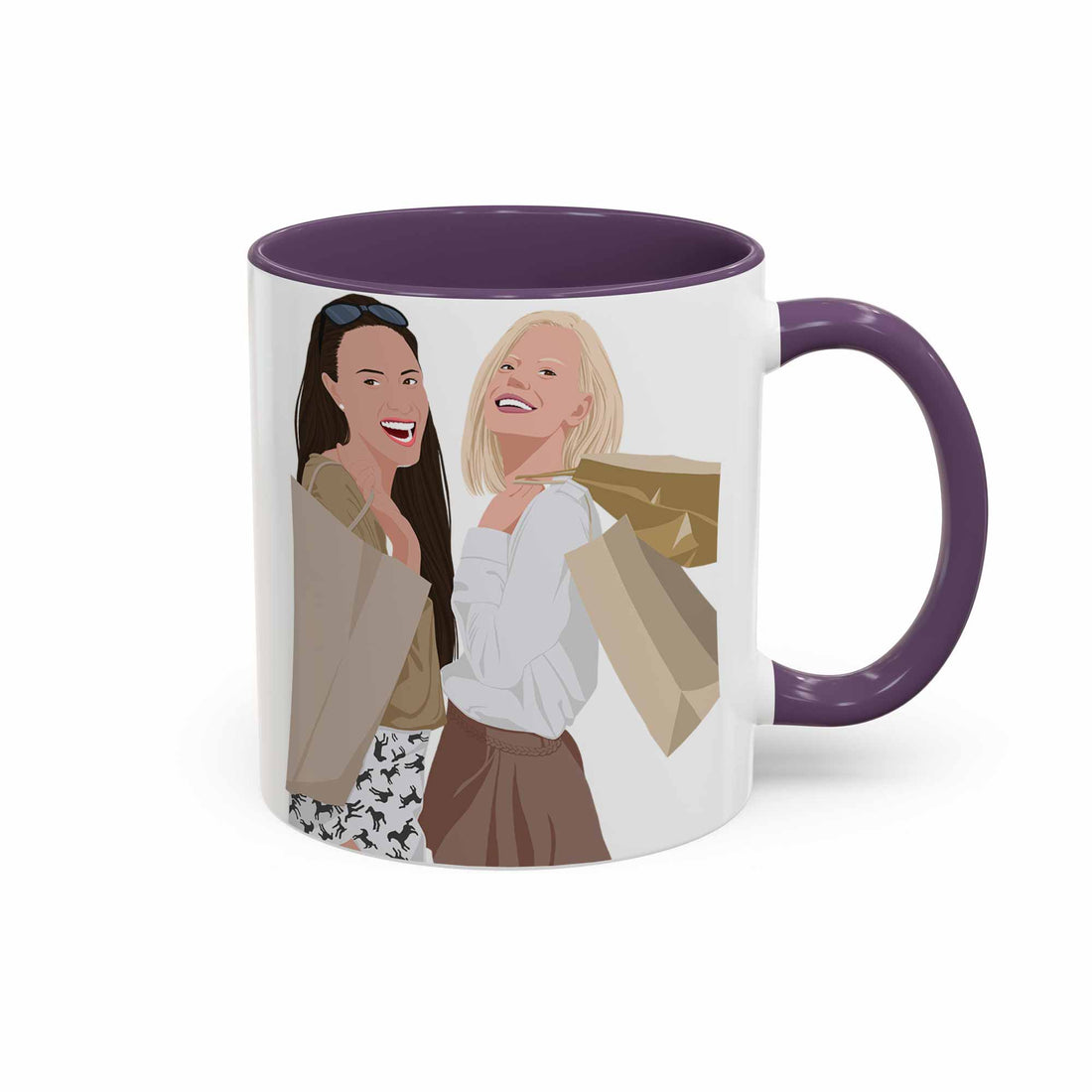Custom Best Friends Portrait Turn Photo To Art, Thoughtful Friendship Gift, Best Friends Keepsake Accent Mug Coffee (11, 15oz)-BeUnikArt