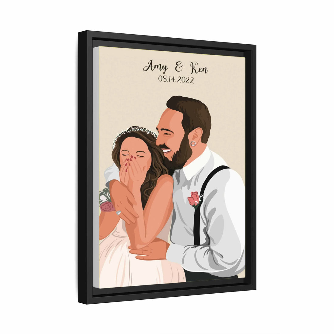 Personalized Wedding Illustration Art, Unique Gift for Newlyweds, Wedding Anniversary Canvas-BeUnikArt
