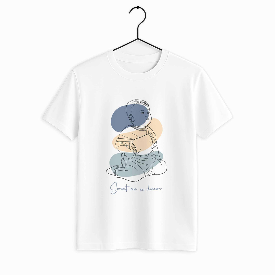 Customized Baby Portrait, Newborn Keepsake Gift Unisex Crewneck T-shirt S-5XL