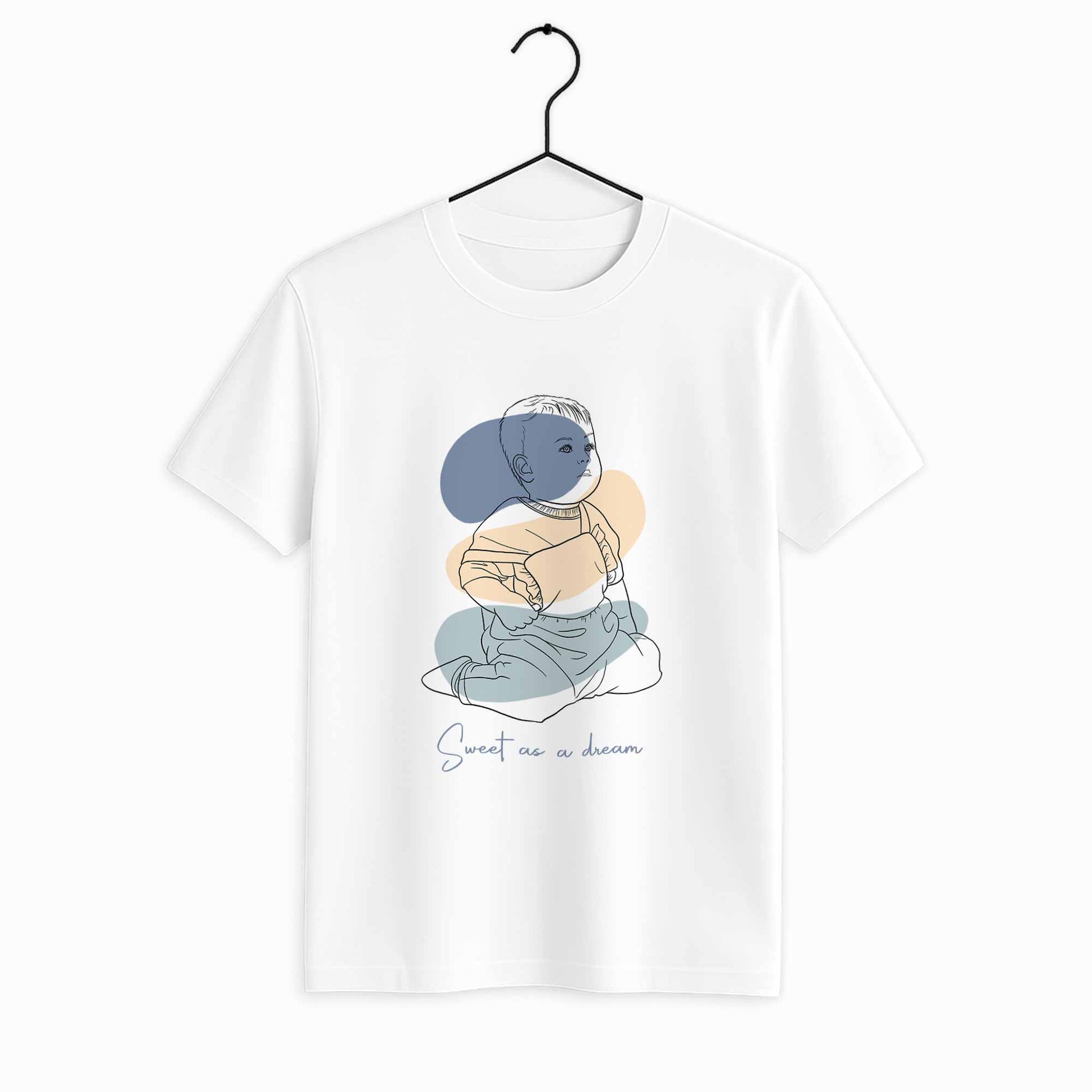 Customized Baby Portrait, Newborn Keepsake Gift Unisex Crewneck T-shirt S-5XL