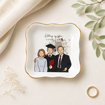 Personalized Graduation Photo Funny Doodle Trinket Dish with Custom Text, Custom Graduate Keepsake Gift