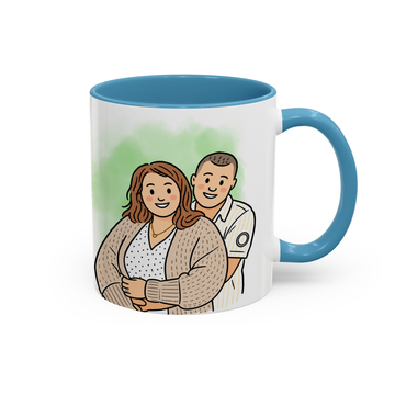 Personalized Couple Photo to Funny Doodle Accent Mug with Custom Text  - 11, 15 oz