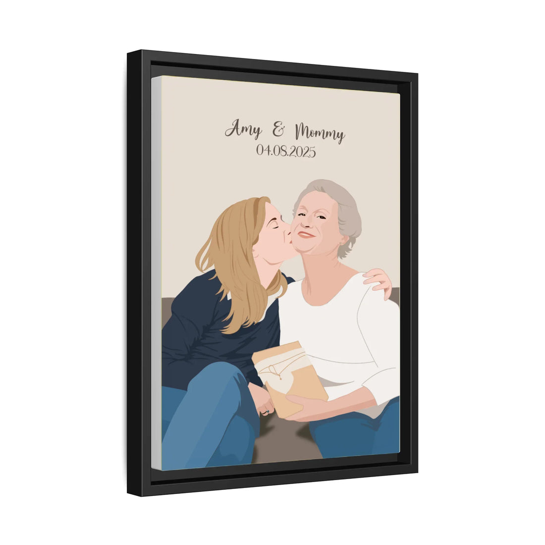 Happy Mothers Day Gift, Customized Portrait Photo to Illustration Art Paiting, Memorial Canvas-BeUnikArt