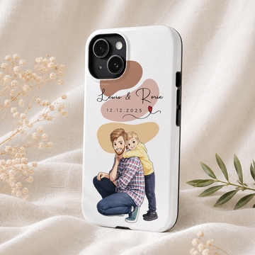 Personalized Father Anime Illustration Tough Phone Case with Custom Text