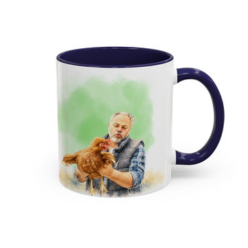 Personalized Pet & Owner Photo to Water Color Accent Mug with Custom Text - 11, 15 oz