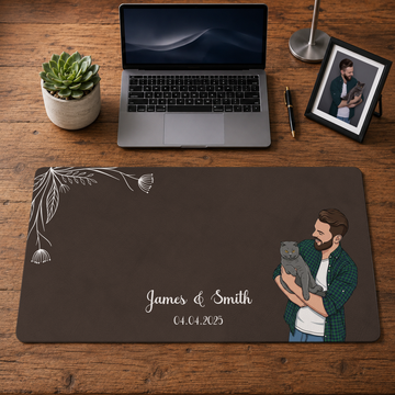 Personalized Pet Photo to Illustration Desk Mat with Custom Text