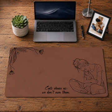 Personalized Photo to Line Art Cat Lover Gift Desk Mat