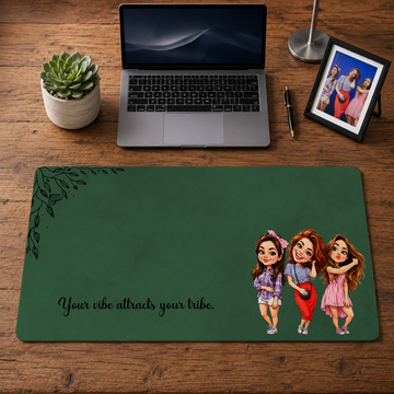Personalized Photo to Cartoon Best Friend Portrait Desk Mat