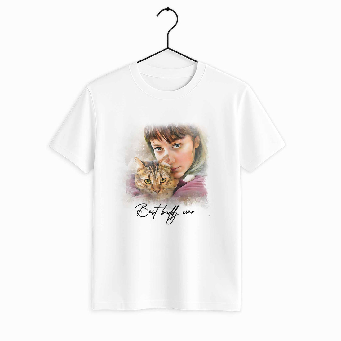 Custom Art Express Your Love for Pets, Turn Photo to Watercolor Art, Unique Unisex Crewneck T-shirt S-5XL