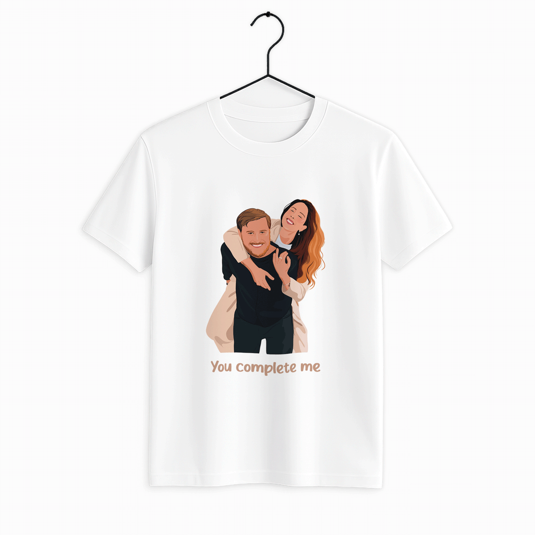 Personalized Couple Illustration Anniversary Gift, Custom Portrait from Photo Unisex Crewneck T-shirt S-5XL