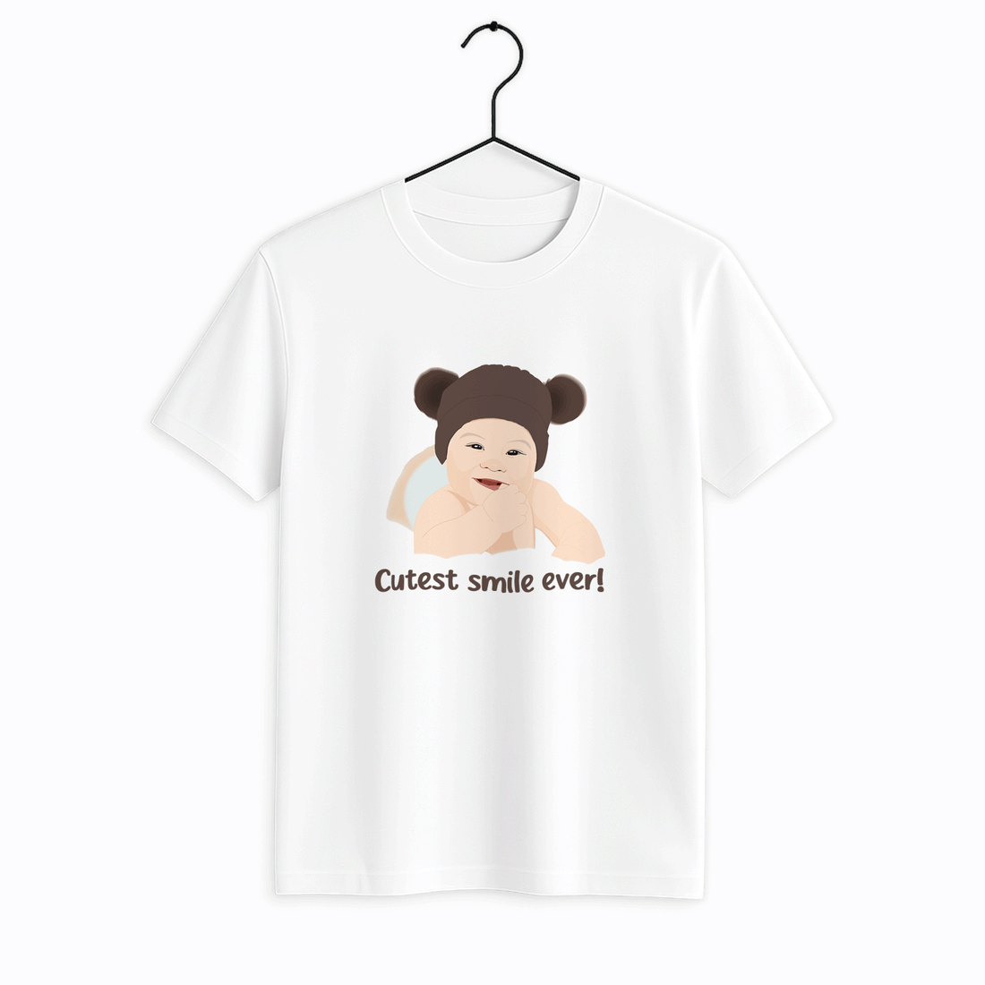 Custom Baby Portrait Photo Art, Personalized Baby Illustration Painting, Baby Shower Gift, Newborn Keepsake Unisex Crewneck T-shirt S-5XL