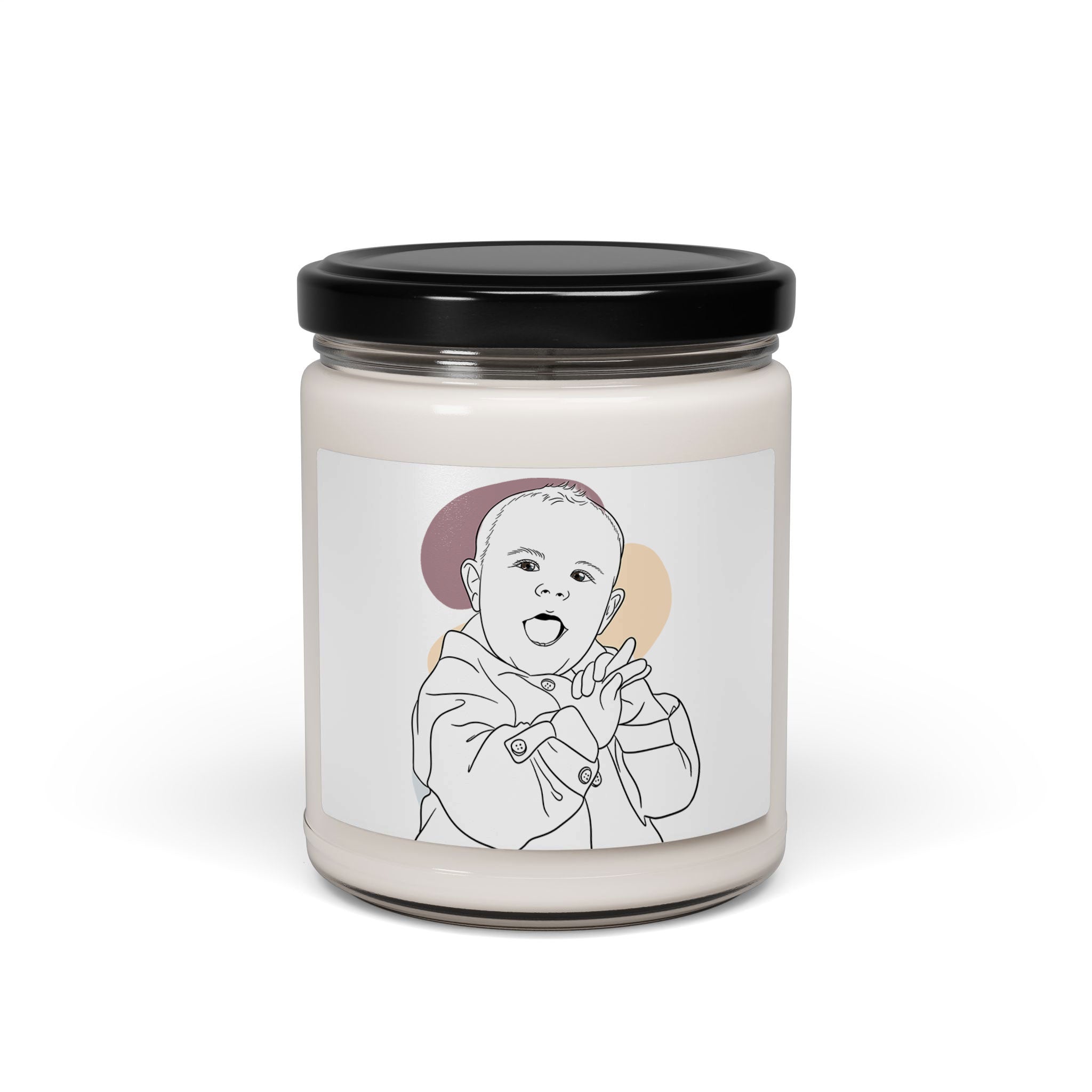Customized Picture to Drawing Baby Portrait 9oz. Scented Soy Candle Line Art Style Newborn Keepsake