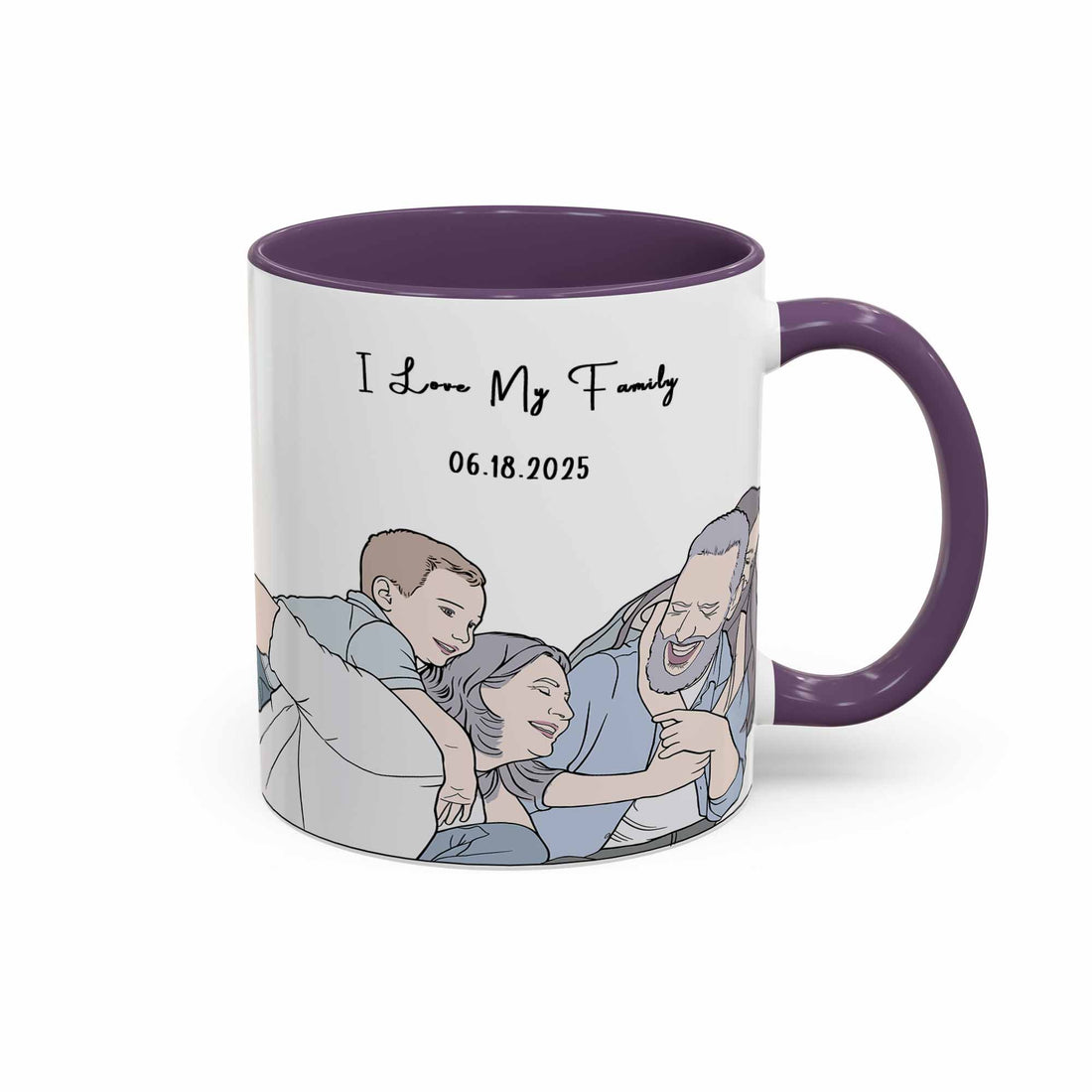 Customized Family Photo Turn to Doodle Art Style, Family Gift Mug, Accent Coffee Mug (11, 15oz)-BeUnikArt
