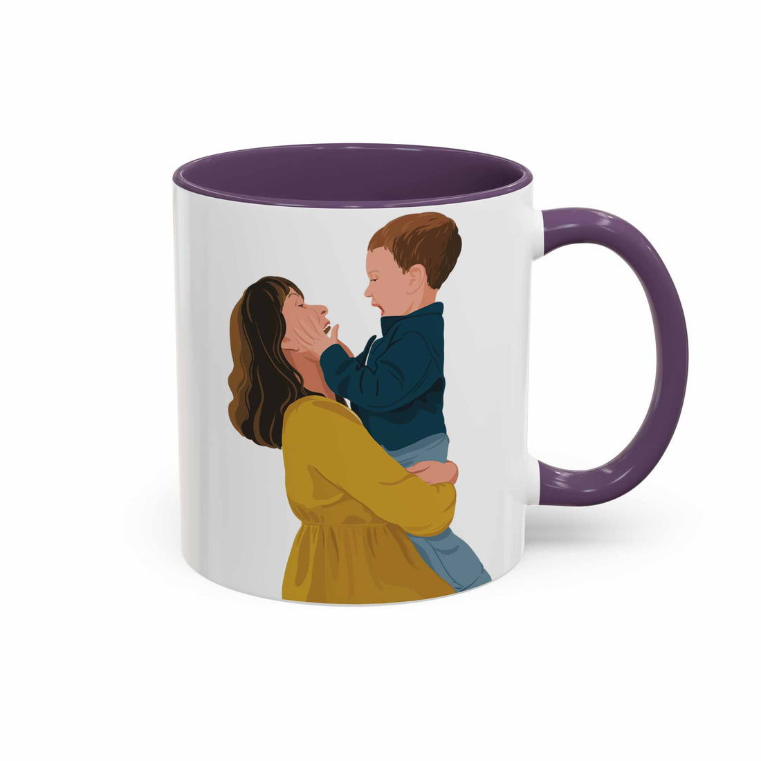 Custom Portrait Photo to Illustration Art, Personalized Gift for Memorial Mother's Day Accent Coffee Mug (11, 15oz)-BeUnikArt