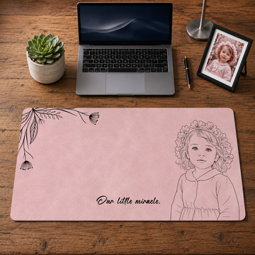 Personalized Photo to Line Art Child Portrait Desk Mat