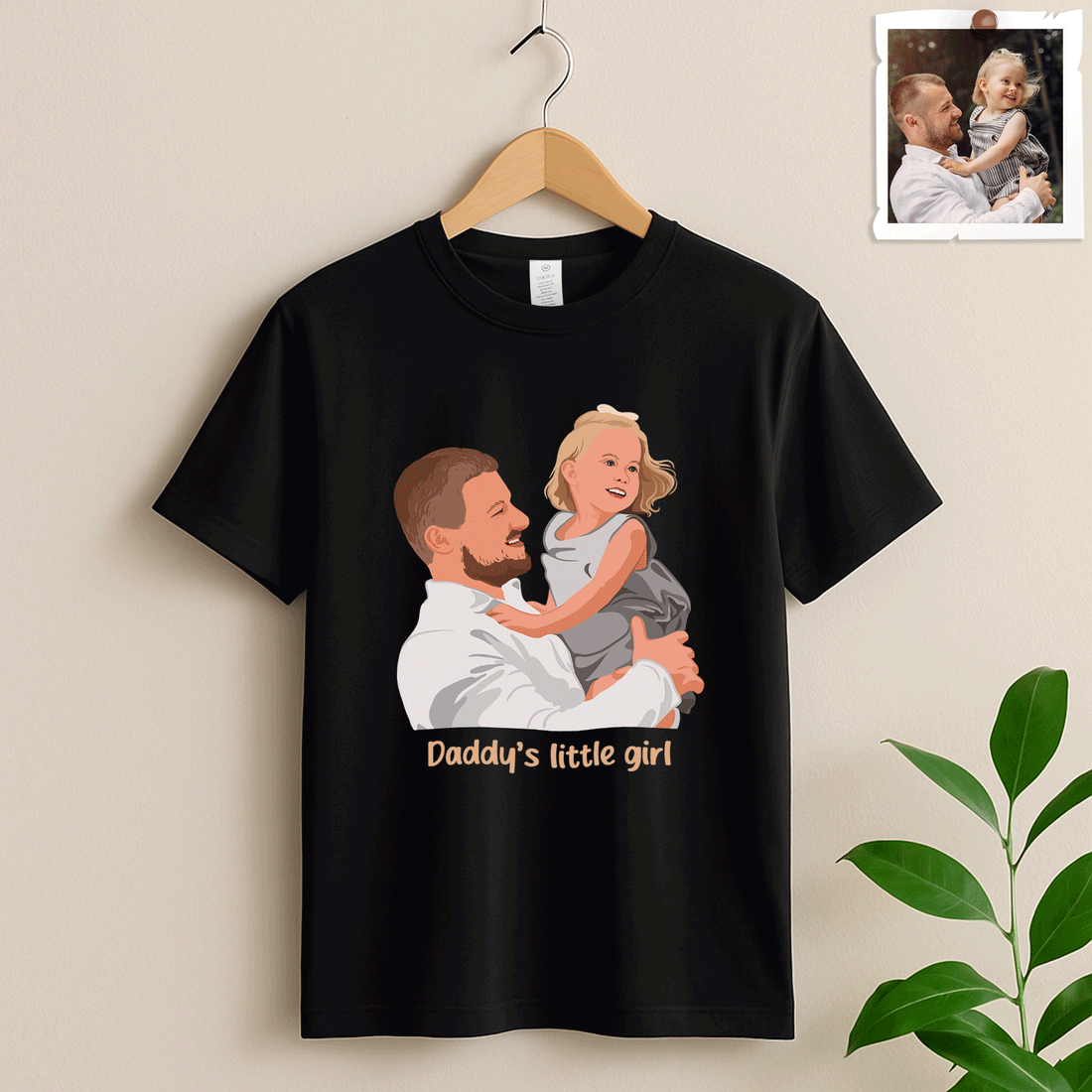 Customized Portrait to Art, Custom Gift Turn Art Picture For Dad, Memorial Fathers Day Unisex Crewneck T-shirt S-5XL-BeUnikArt