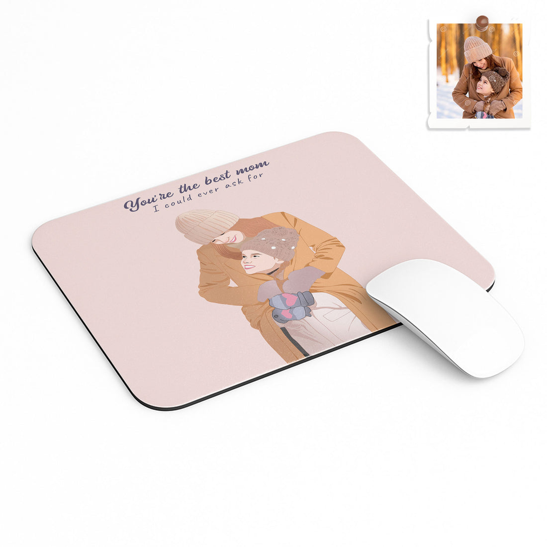 Custom Portrait from Photo, Personalized Illustration Painting Art, Memorial Mother's Day Gift Rectangle Mouse Pad