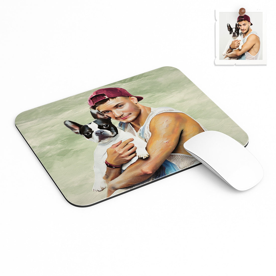 Transform Pet Photo to Minimal Oil Painting Style Art Rectangle Mouse Pad
