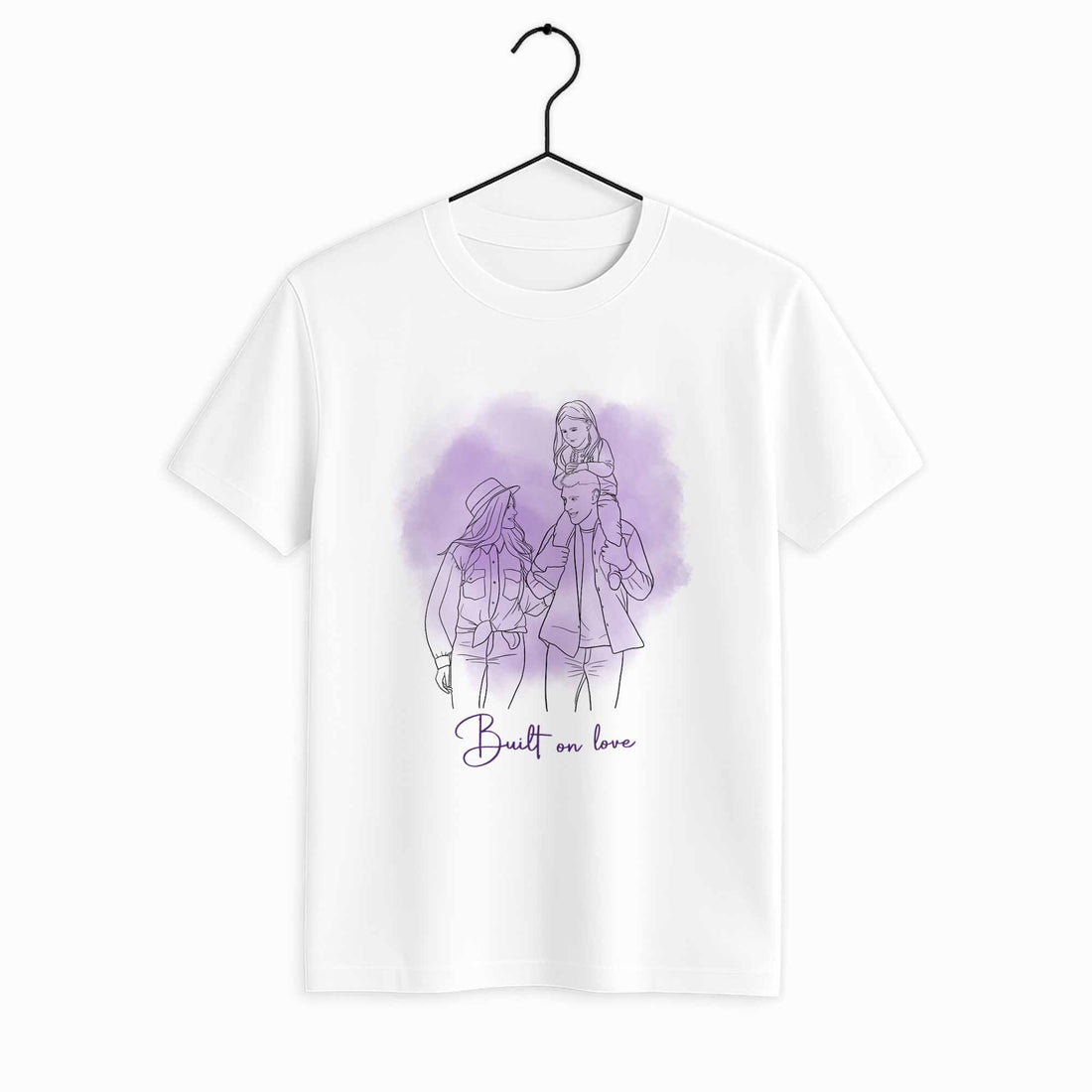 Personalized Photo to Line Art Illustration, Anniversary, Family, Father, Mothers Day Unisex Crewneck T-shirt S-5XL