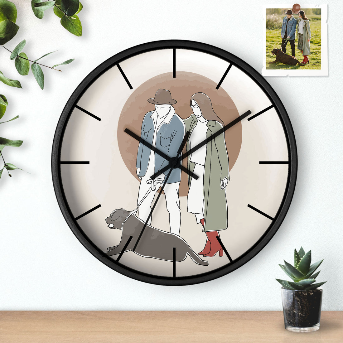 Personalized Family Photo to Doodle Art Style, Perfect Gift for Father, Mother's Day, Family Clock